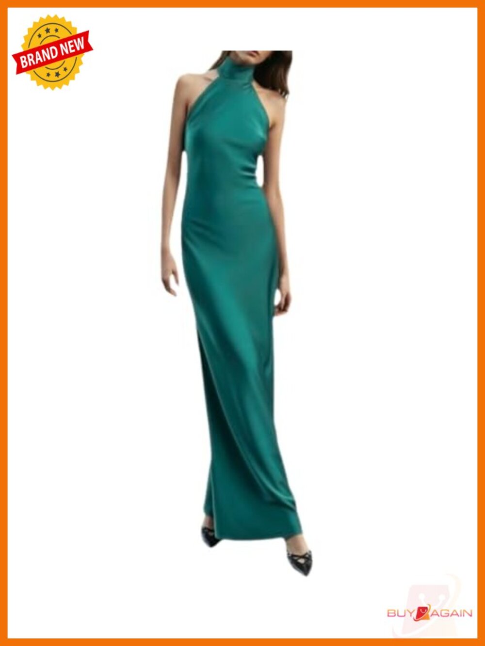 Satin Halter Formal Dress High Neck Backless Maxi Wedding Guest